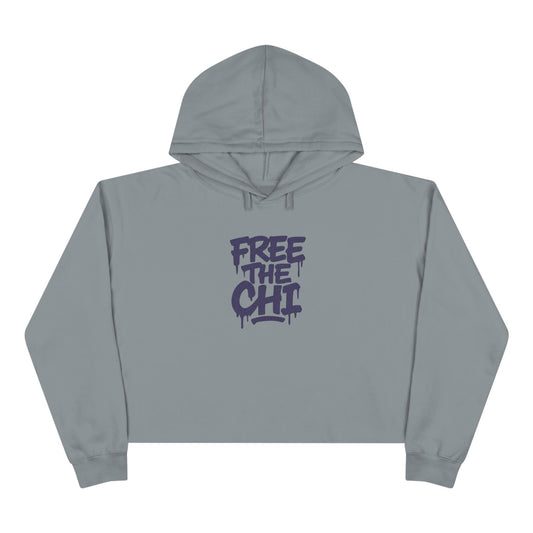 "Free The Chi" Crop Hoodie with Back Kanji Accent