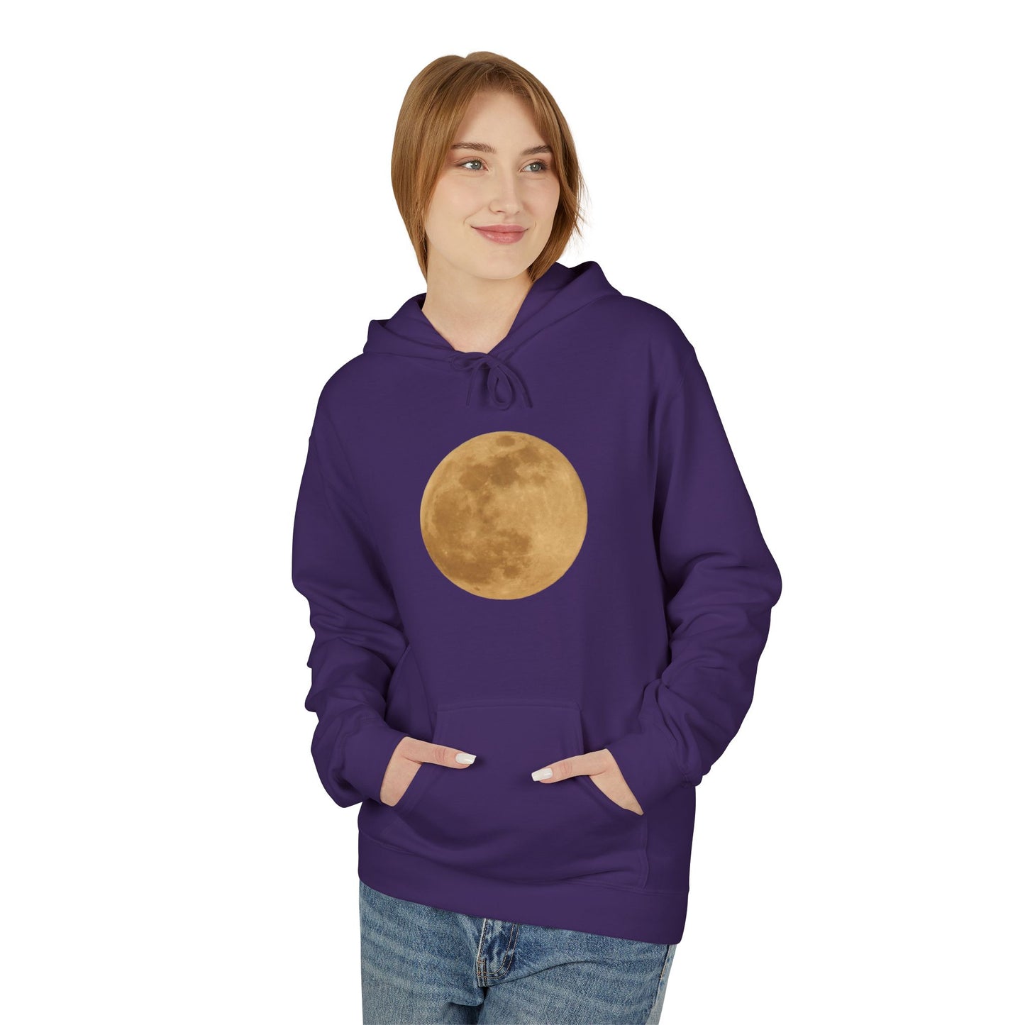 Moon Phase Fleece Hoodie  Cozy Unisex Layering for Nights Out Perfect Gift for Lunar Lovers and Stargazers Great for Bonfires