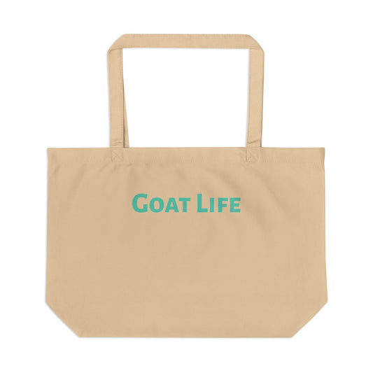 Goat Life Tote Bag — Large Eco Canvas Market Tote with Cute Baby Goat Design