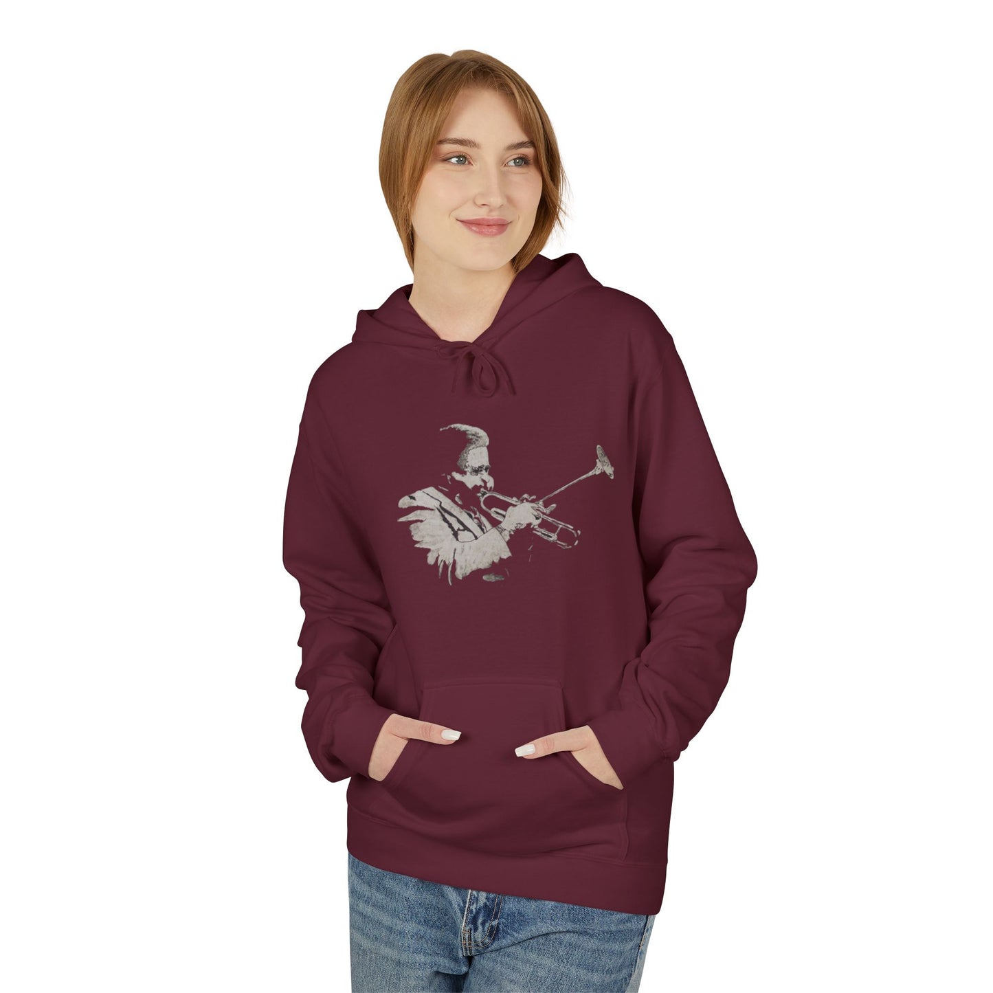 Dizzy Gillespie by Colin Harris.  Fleece Hoodie Cozy Unisex sweatshirt